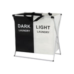 Artiss Laundry Basket Hamper Large Foldable Washing Clothes Storage 2 Sections, Foldable