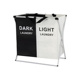 Artiss Laundry Basket Hamper Large Foldable Washing Clothes Storage 2 Sections - Side View