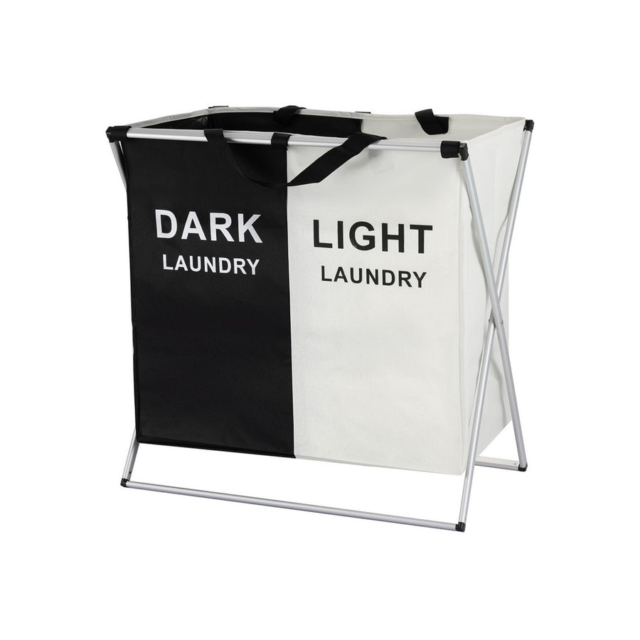 Artiss Laundry Basket Hamper Large Foldable Washing Clothes Storage 2 Sections, Foldable