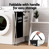 Artiss Laundry Basket Hamper Large Foldable Washing Clothes Storage 2 Sections - 45-Degree Angle