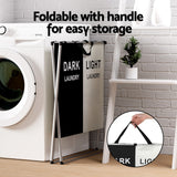 Artiss Laundry Basket Hamper Large Foldable Washing Clothes Storage 2 Sections - 45-Degree Angle