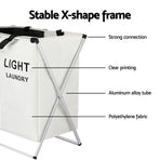 Artiss Laundry Basket Hamper Large Foldable Washing Clothes Storage 2 Sections, image 6