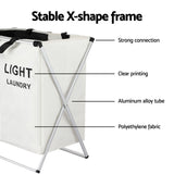 Artiss Laundry Basket Hamper Large Foldable Washing Clothes Storage 2 Sections - Rear View
