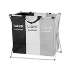 Artiss Laundry Basket Hamper Large Foldable Washing Clothes Storage 3 Sections, Foldable