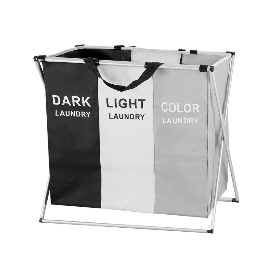 Artiss Laundry Basket Hamper Large Foldable Washing Clothes Storage 3 Sections, Foldable