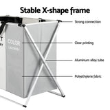 Artiss Laundry Basket Hamper Large Foldable Washing Clothes Storage 3 Sections - 45-Degree Angle