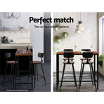 Two Artiss Alex industrial bar stools, dark brown seat and black metal frame, image 5