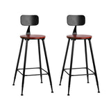Artiss 2x Bar Stools Vintage Metal Chairs - Low Angle