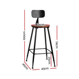 Artiss 4x Bar Stools Vintage Metal Chairs - Front View