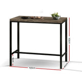 Artiss Vintage Industrial High Bar Table for Stool Kitchen Cafe Desk Dark Brown - Front View