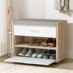 Artiss Shoe Rack Cabinet Bench 8 Pairs White Niva