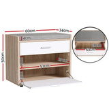 Artiss Shoe Rack Cabinet Bench 8 Pairs White Niva - Front View