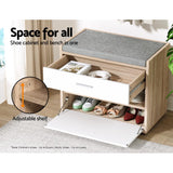 Artiss Shoe Rack Cabinet Bench 8 Pairs White Niva - Top-Down View