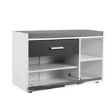 Artiss Shoe Cabinet Bench Shoes Storage Organiser Rack Wooden Cupboard Fabric Seat Adjustable Shelf - Front View