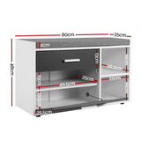 Artiss Shoe Cabinet Bench Shoes Storage Organiser Rack Wooden Cupboard Fabric Seat Adjustable Shelf - Side View