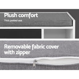 Artiss Shoe Cabinet Bench Shoes Storage Organiser Rack Wooden Cupboard Fabric Seat Adjustable Shelf - Close-Up Angle