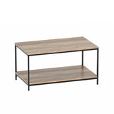 Artiss Coffee Table Rectangular 93CM Walnut Olin - Low Angle