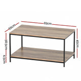 Artiss Coffee Table Rectangular 93CM Walnut Olin - Front View