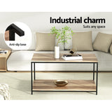 Artiss Coffee Table Rectangular 93CM Walnut Olin - Top-Down View