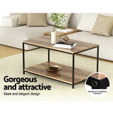 Artiss Coffee Table Rectangular 93CM Walnut Olin - 45-Degree Angle
