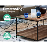 Artiss Coffee Table Rectangular 93CM Walnut Olin - Close-Up Angle
