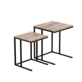 Artiss Nesting Coffee Table Sef of 2 Walnut Brok - Close-Up Angle