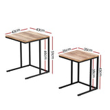 Artiss Nesting Coffee Table Sef of 2 Walnut Brok - Front View