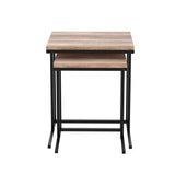 Artiss Nesting Coffee Table Sef of 2 Walnut Brok - Side View