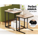 Artiss Nesting Coffee Table Sef of 2 Walnut Brok - Top-Down View