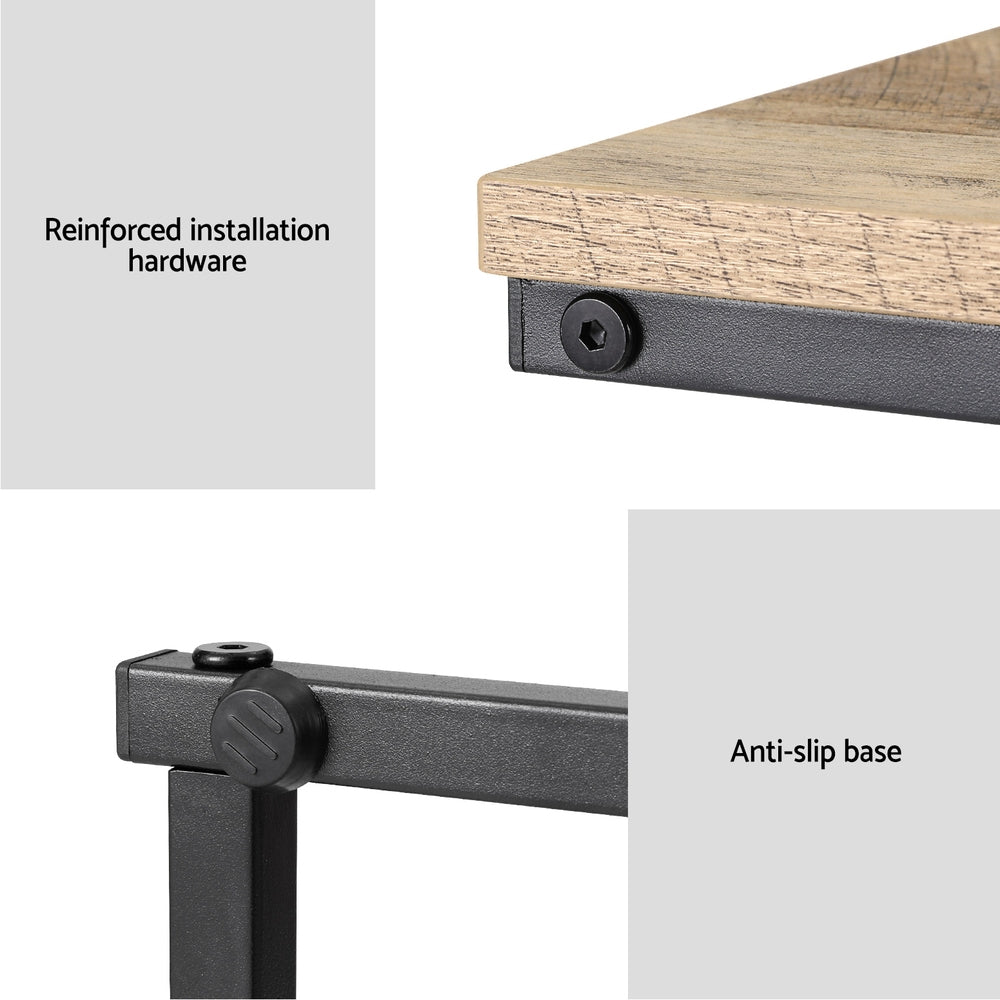 Rustic Industrial C-Shaped Side Table with Metal Frame for Sofa and Bedside Use