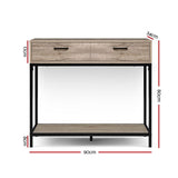 Artiss Hallway Console Table Hall Side Entry Display Desk Drawer Storage Oak - Front View