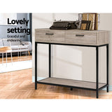 Artiss Hallway Console Table Hall Side Entry Display Desk Drawer Storage Oak - Top-Down View