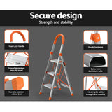Giantz 3 Step Ladder Multi-Purpose Folding Aluminium Light Weight Non Slip Platform - 45-Degree Angle