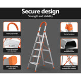 Giantz 5 Step Ladder Multi-Purpose Folding Aluminium Light Weight Non Slip Platform - 45-Degree Angle