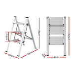 Giantz 3 Step Ladder Multi-Purpose Folding Aluminium Light Weight Platform