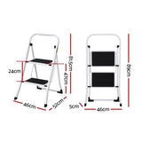 Giantz 2 Step Ladder Multi-Purpose Folding Steel Light Weight Platform - Front View