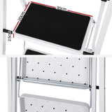 Giantz 2 Step Ladder Multi-Purpose Folding Steel Light Weight Platform - Top-Down View