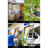 Giantz 2.6M Telescopic Ladder Aluminium Extension Extendable Steps Adjustable Height - Close-Up Angle