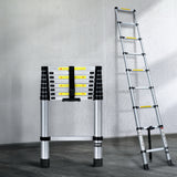 Giantz 2.6M Telescopic Ladder Aluminium Extension Extendable Steps Adjustable Height - Low Angle