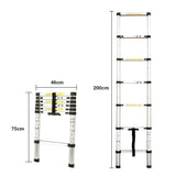 2m Telescopic Aluminium Ladder Alloy Extension Extendable Steps Multi Adjustable