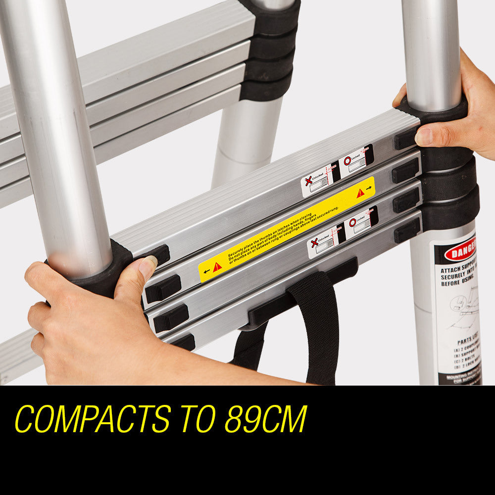 3.8m Multipurpose Telescopic Folding Ladder Aluminium Alloy Extension Steps AU