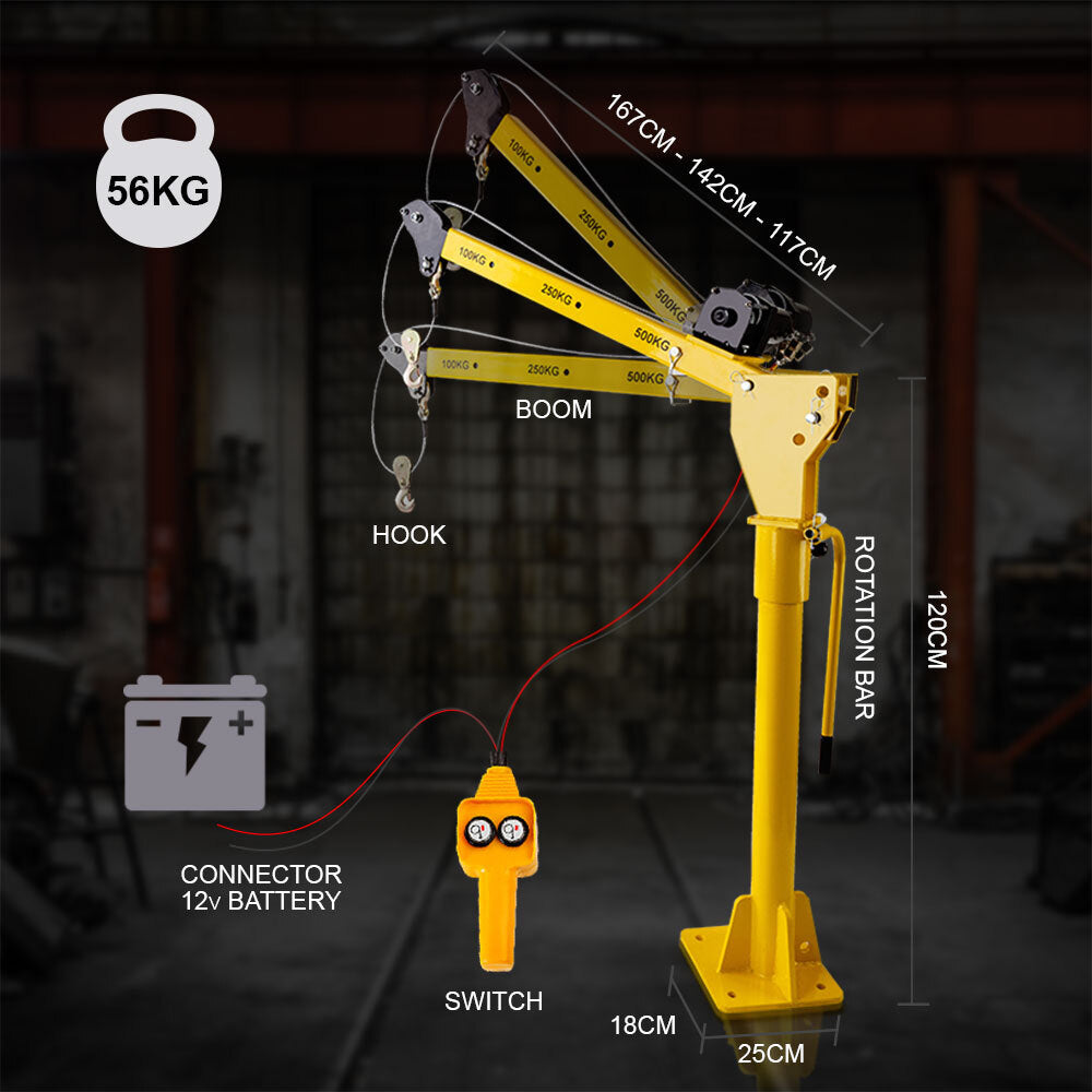 T-REX 12V 800kg 360 Degree Swivel Lifting Crane, for Ute Truck Workshop