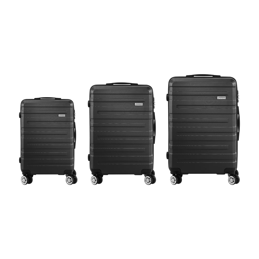 Mazam 3PCS Luggage Set TSA Lock Hard Case Black