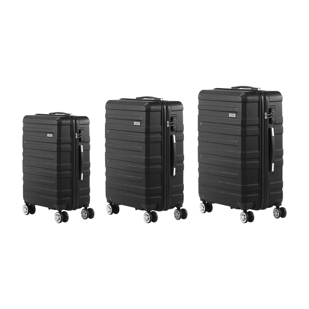 Mazam 3PCS Luggage Set TSA Lock Hard Case Black
