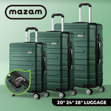 Mazam 3PCS Luggage Set TSA Lock Hard Case Green