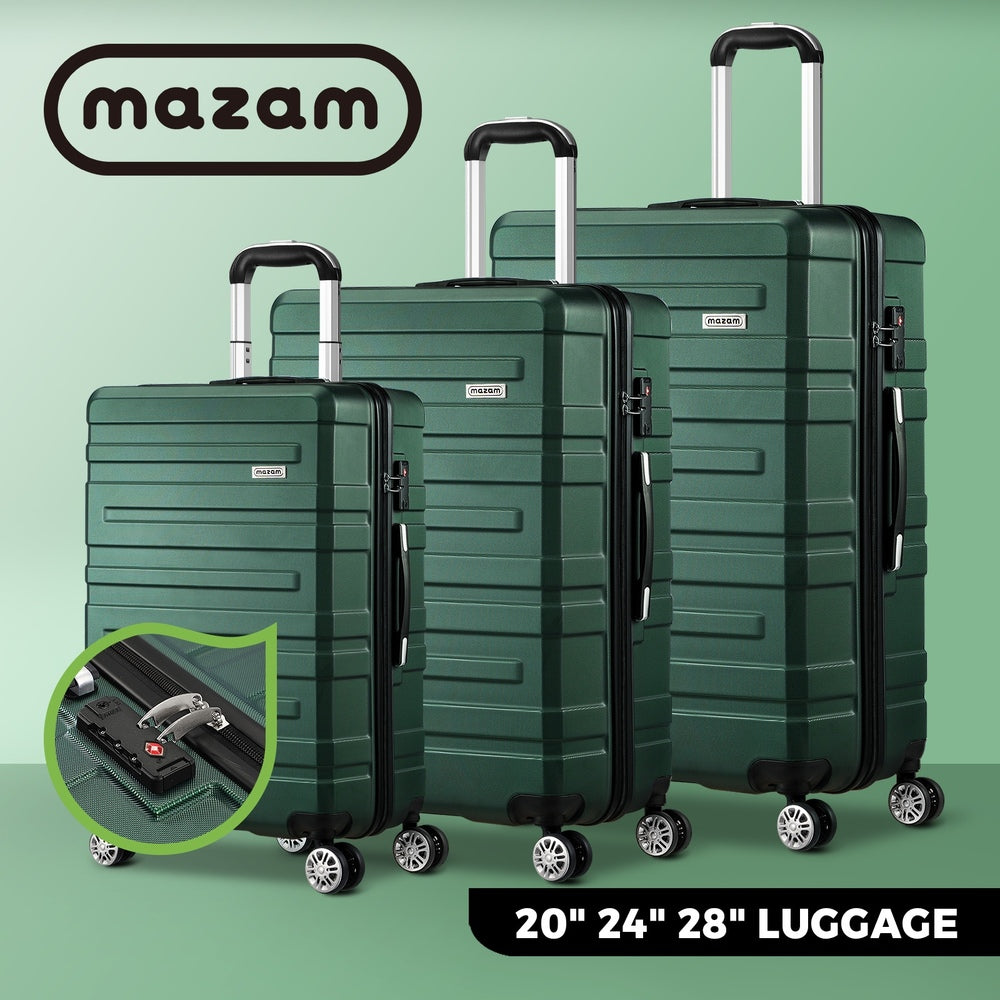 Mazam 3PCS Luggage Set TSA Lock Hard Case Green