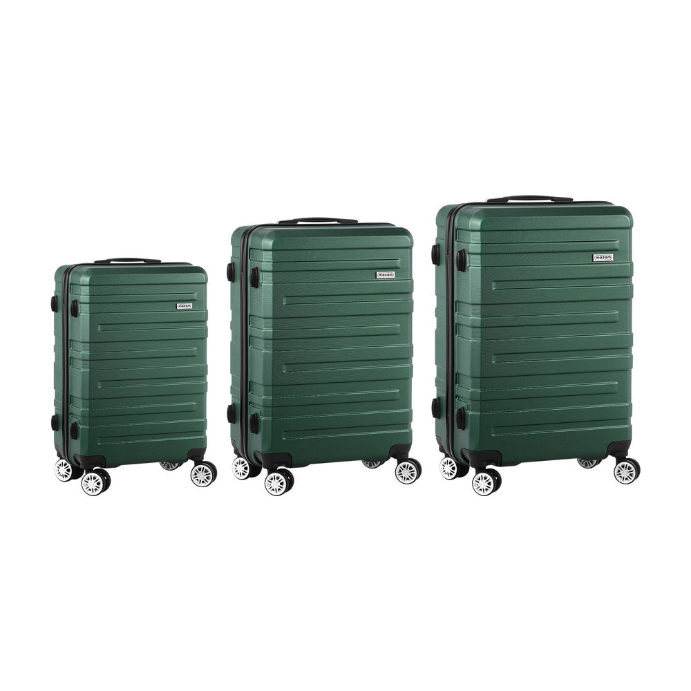 Mazam 3PCS Luggage Set TSA Lock Hard Case Green
