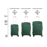 Mazam 3PCS Luggage Set TSA Lock Hard Case Green - Close-Up Angle