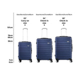 Mazam 3PCS Luggage Set TSA Lock Hard Case Navy - Rear View