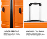 Mazam 3PCS Luggage Suitcase Trolley Set TSA Lock Hard Case Orange